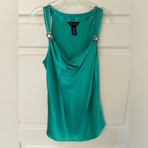 White House | Black Market Silk Cowl Neck Tank in Teal